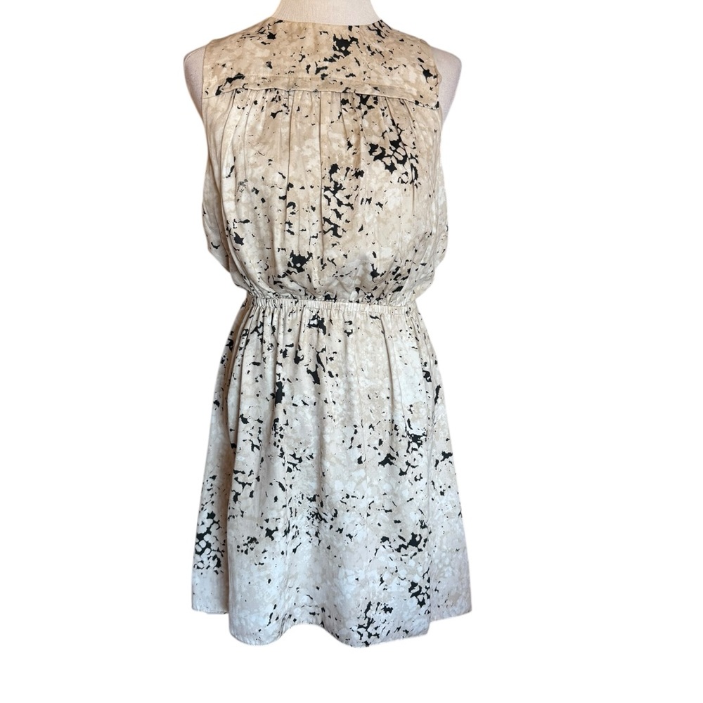 Halston Heritage Black and Cream Mini Dress